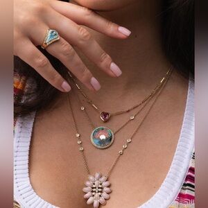 JACQUIE AICHE pink heart Diamond necklace gold pink tourmaline from Net-a-porter